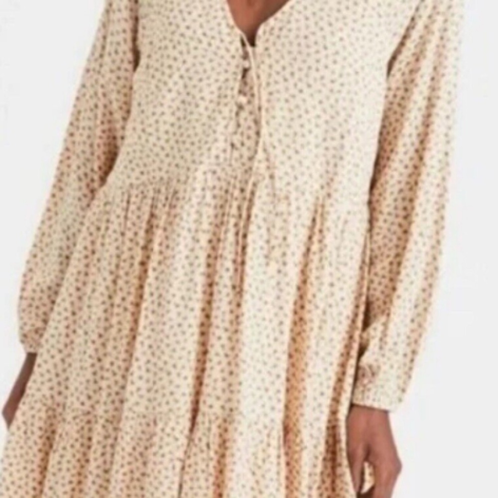 American Eagle Women's Ivory Floral Button Mini Dress Size XS Cottage Coquette